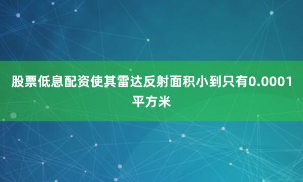 股票低息配资使其雷达反射面积小到只有0.0001平方米